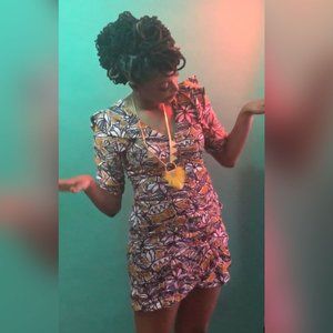 Zara TRF Gathered Wax Print Mini Dress